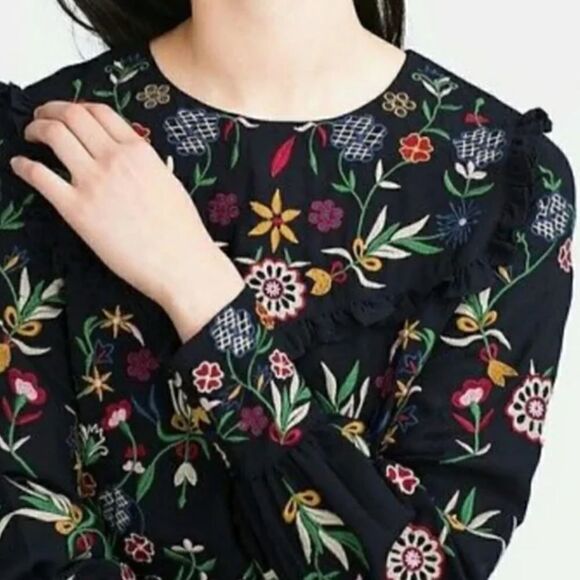 GUC Zara Trafaluc Navy Embroidered Dress Small - Picture 2 of 5